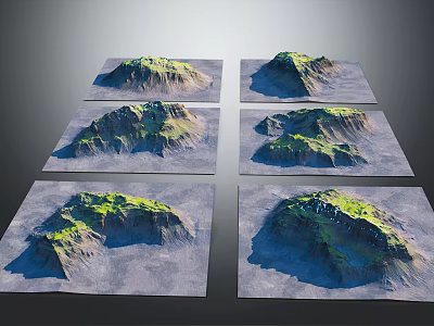 Garden Landscape Terrain Models In Various Shapes With Green Vegetation Cover 3d model