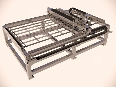 Industrial Equipment For Precision Machining With Metal Frame Track System And Automated Worktable 3d model