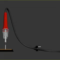 Soldering Iron With Red Handle Black Cable Gray Base And Yellow Pad 3d model