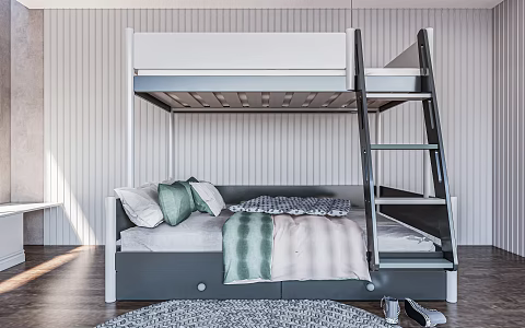 Modern Bed Bunk Bed Children's Bed High and Low Bed Bunk Bed 3d model