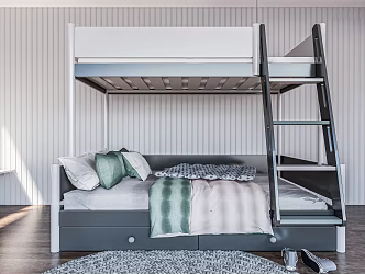 Modern Bed Bunk Bed Children's Bed High and Low Bed Bunk Bed 3d model