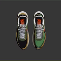 Nike Green Yellow And Orange Mesh Upper Shoes With White Laces And White Black Sole