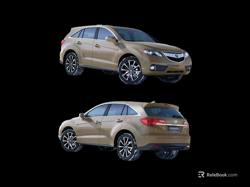 Golden SUV Car Front And Rear View With Stylish Body Design And Wheels 3d model 