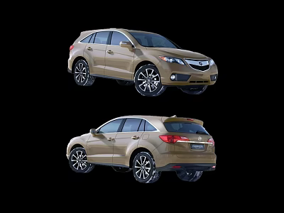 Golden SUV Car Front And Rear View With Stylish Body Design And Wheels 3d model