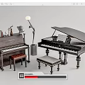 Elegant Musical Instruments Setup With Grand Upright Pianos Stools Floor Lamp Sheet Music And Decor
