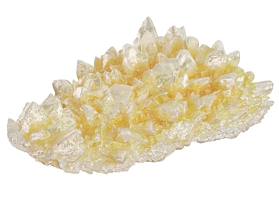 Natural Stone Crystal Cluster with Wooden Base for Home Decoration 3d model