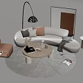 Curved sofa coffee table combination floor lamp 3d model
