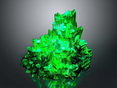 Natural Green Stone Crystal With Shiny Surface And Intricate Structure 3d model
