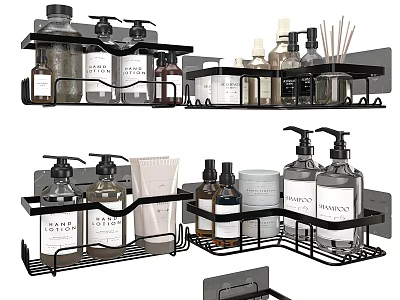 Bathroom Wash Supplies Organizer With Hand Soap Bottles Skincare Products And Aromatherapy Sticks 3d model