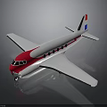 Red And White Aerospace Aircraft Model With Gray Background And Reflective Surface