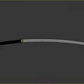 Traditional Japanese Samurai Sword With Black Scabbard And Golden Handle On Smooth Surface