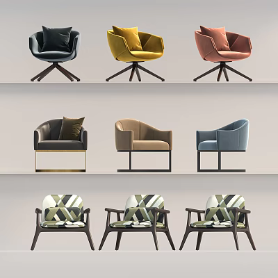 Stylish Single Sofa Collection With Various Colors And Modern Design Legs 3d model
