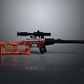 Modern Rifle With Scope And Red Wooden Texture Body For Tactical Use