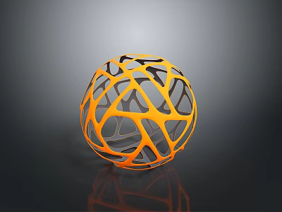 Orange Black Hollow Sphere 3D Model with Lattice Geometric Design 3d model