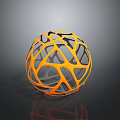 Orange Black Hollow Sphere 3D Model with Lattice Geometric Design 3d model