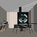 Hotel Mahjong Room Elegant Modern Interior With Round Mahjong Table Comfortable Chairs And Bar Counter