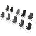 Office Chairs In Various Styles With Black And Gray Colors And Swivel Wheels