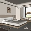 Modern Bedroom Interior Design With Floating Wooden Bed LED Lighting And Window Seating Area