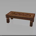 Classic Wooden Furniture Table With Rectangular Carved Surface And Decorative Legs Design