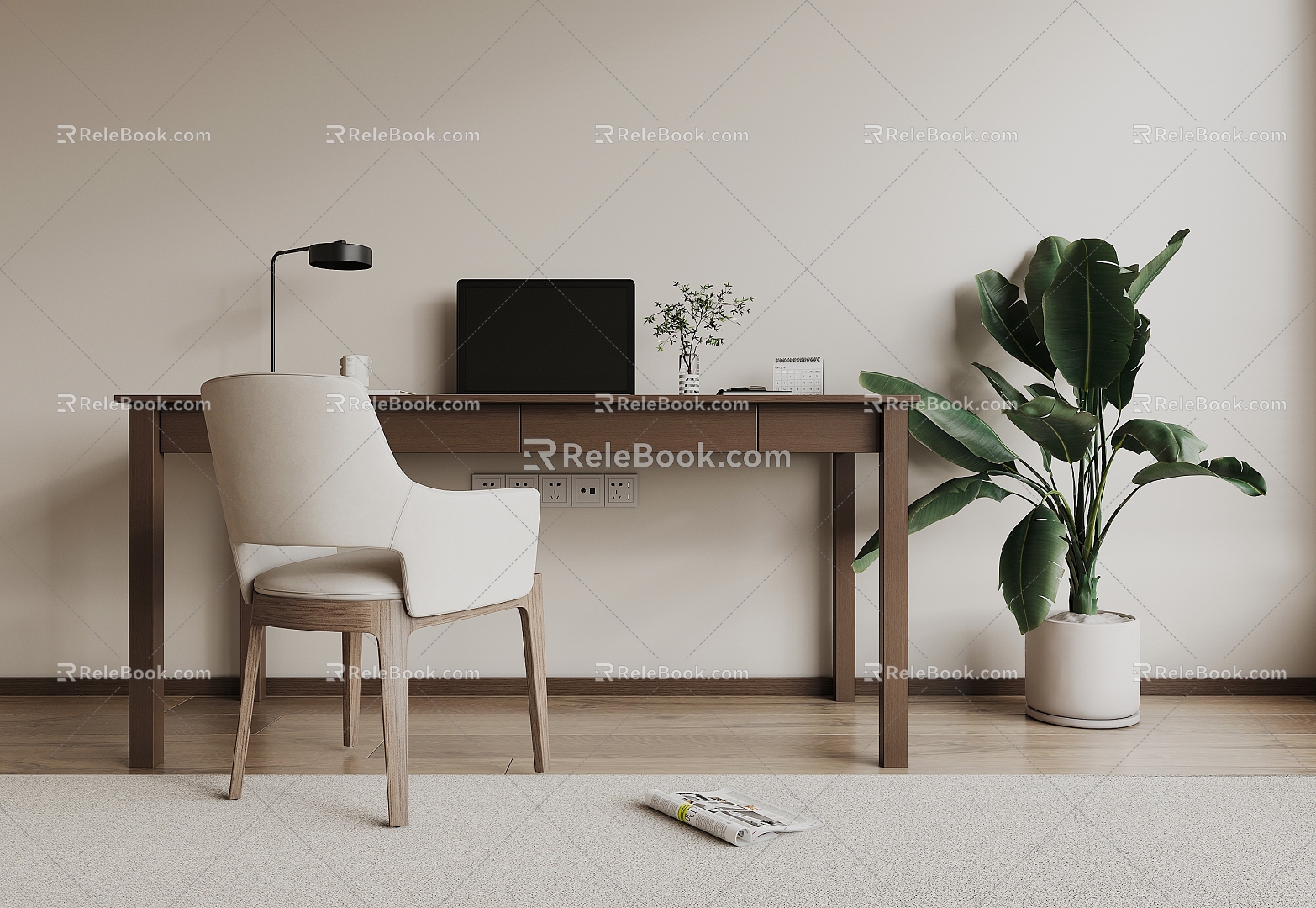 Modern Desk Chair Desk Computer Desk 3d model