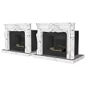 Marble Fireplace with Carved Details and Burning Fire in Interior Design