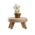 Cartoon interior sketch stylized furniture furnishings flowerpot cabinet 3d model