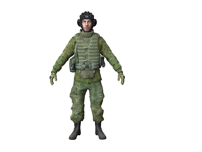 Man Standing in Military Camouflage Uniform With Helmet and Tactical Vest 3d model Man Standing in Military Camouflage Uniform With Helmet and Tactical Vest 3d model