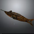 Vintage Cosmic Spaceship Model With Intricate Aerospace Structure And Craft Design