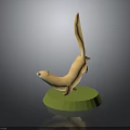 Weasel 3D Model With Long Tail Standing On Green Circular Base