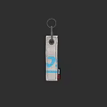 Stylish Luggage Keychain Accessory With White Body Blue Design And Key Ring