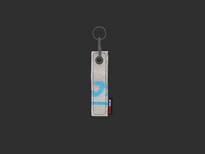 Stylish Luggage Keychain Accessory With White Body Blue Design And Key Ring 3d model