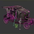 Vintage Vendor Cart With Wooden Structure Weathered Roof Wheels And Lantern