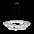 Elegant Modern Layered Chandelier With White Glass Shades And Metal Frame