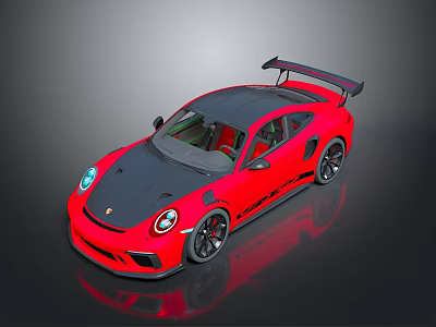 Sleek Red Sports Car With Black Roof Rear Spoiler And Sporty Design 3d model