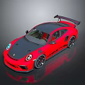 Sleek Red Sports Car With Black Roof Rear Spoiler And Sporty Design