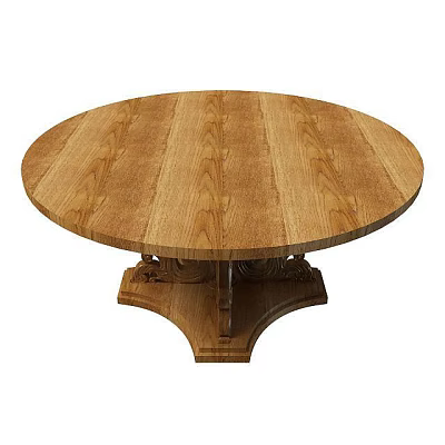 Intricate Carved Round Wooden Dining Table With Ornate Base Details 3d model
