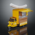 Yellow Hot Dog Tricycle Cart With White Awning And Vending Window
