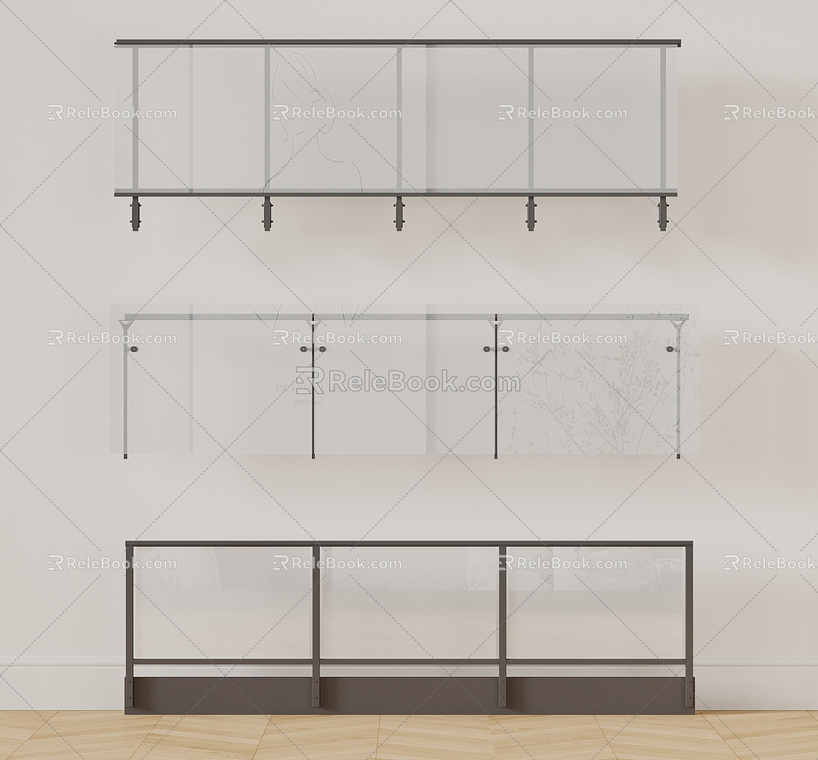 glass railing glass guardrail 3d model