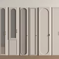 Modern Interior Doors With Various Shapes White Color And Gold Handles