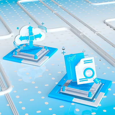 Modern Technology Icon Stereo Icon Blue Icon File Icon Combination Cloud Disk Icon 3d model