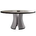 Modern Dining Table Set With Round Top And Upholstered Chairs Design 3d model