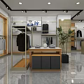 Modern Clothing Store With Glass Display Windows Mannequins Clothing Racks And Green Plants