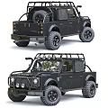 Land Rover Defender Classic Off Road Vehicle With Large Tires Roof Lights And Front Grille