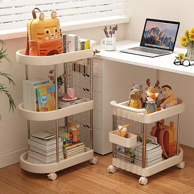 Rolling Multi Tiered Storage Racks For Organizing Books Stuffed Animals Stationery And Backpacks 3d model