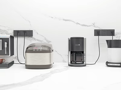 modern kitchen appliances coffee maker rice cooker 3d model