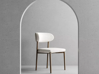 Modern Minimalist Dining Chair With White Padded Seat Curved Backrest And Wooden Legs 3d model