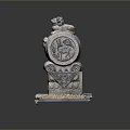 Ancient Stone Sculpture Featuring Mythical Beast And Deer Motif On Decorative Base