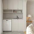 Minimalist Living Room Interior With White Cabinets Open Shelves And Table Lamp
