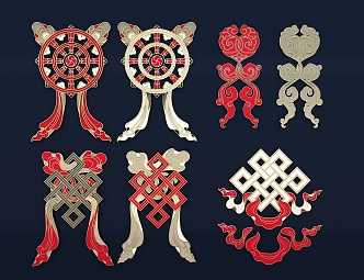 Chinese Auspicious Festive Pattern National Style Classical Pattern Decorative Pattern Hollow Carving 3d model