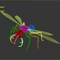 Futuristic Hybrid Insect Creature With Orange Wings Black Body Yellow Eyes and Long Legs